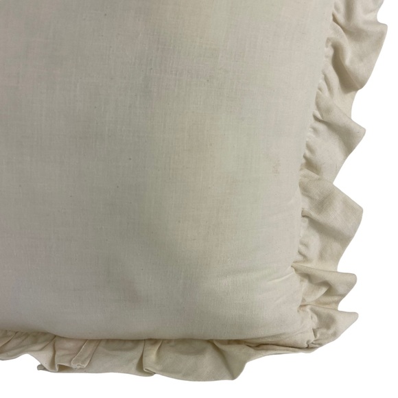 Vintage Boho Handmade Floral Embroidered Cream Accent Pillow 12” Cottage-core - Picture 10 of 16